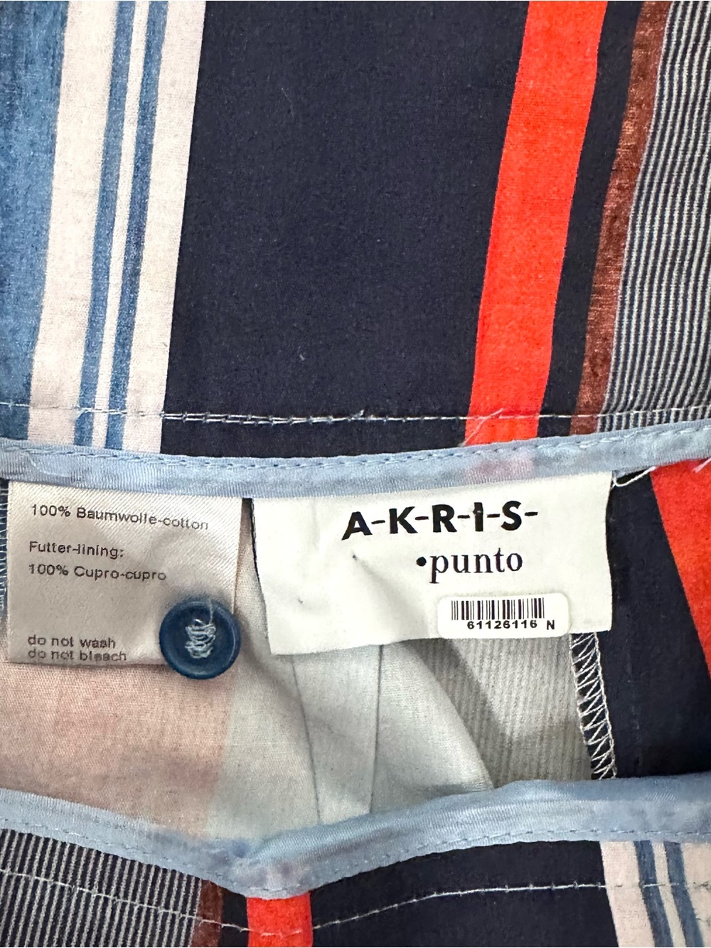 Akris Punto Fiorellina Blue & Orange Stripe Bermuda Shorts 4 (no belt) - Picture 6 of 7